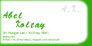 abel koltay business card